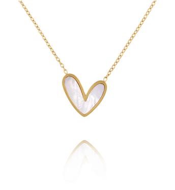 Naszyjnik z sercem z masą perłową NSY0887
