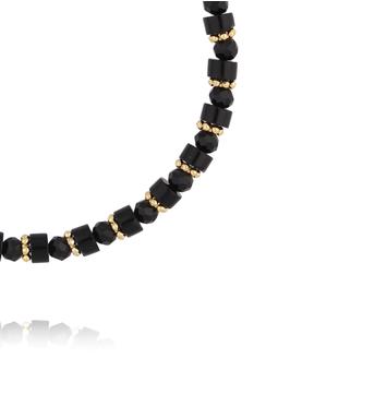 Bransoletka z czarnych kamieni i szklanych koralików BTW3624