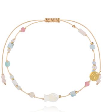 Bransoletka na nogę z  rybką i pastelowymi kamieniami BNMT0011