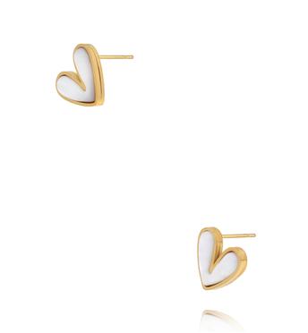 Kolczyki sztyfty serca z masą perłową KSY0689