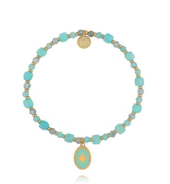 Bransoletka z amazonitem i zawieszką ze złotą gwiazdą BTW3699