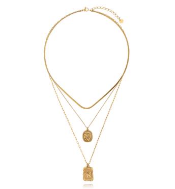 Naszyjnik potrójny w stylu vintage z zawieszkami  NSY0582