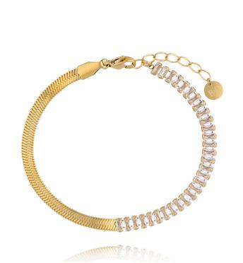 Bransoletka żmijka z cyrkoniami złota BSY0544