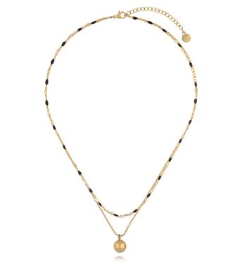 Naszyjnik warstwowy z czarnymi detalami i złotą zawieszką NSY0912