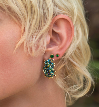 Kolczyki z cyrkoniami zieleń butelkowa Color Palette KSA0600