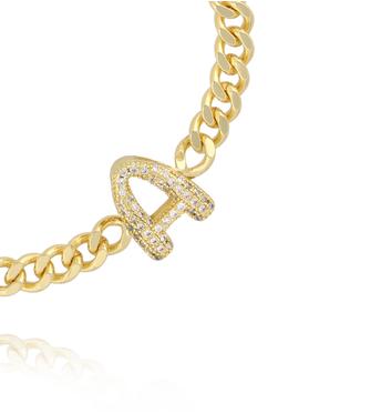 Bransoletka złota z literą A z cyrkoniami BSS0245