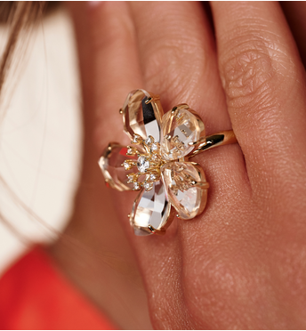 Pierścionek z kryształowym kwiatkiem Floreale PSS0156