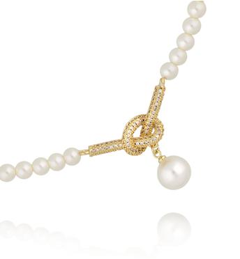 Naszyjnik z perłami i złotym węzłem NPE0301