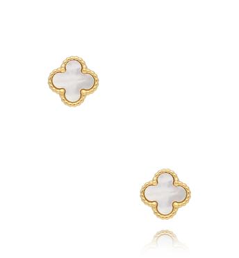 Kolczyki białe koniczynki Mini Clover KSY0018