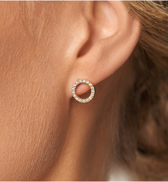 Kolczyki złote kółka z cyrkoniami Best Gift KSA1387