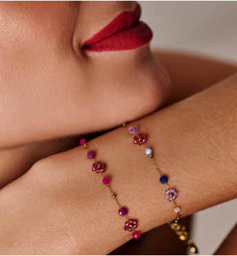 Bransoletka z rubinem, jadeitami i kryształkami BSC2387