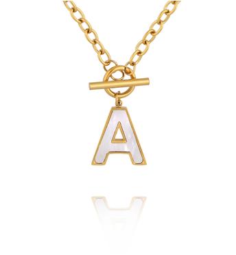 Naszyjnik z literą A i zapięciem toggle NSY0858