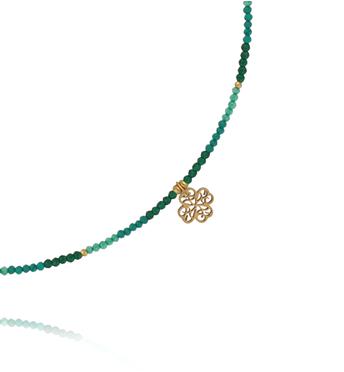 Naszyjnik zielony z zawieszką koniczynki NTW1636