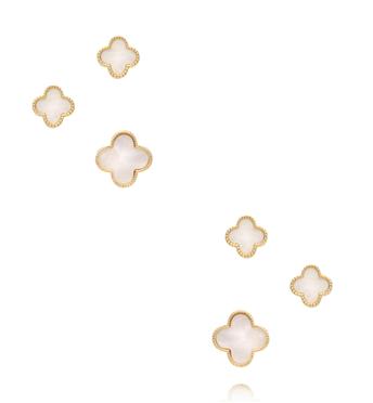 Zestaw kolczyków złoconych z perłową koniczynką KMB0006