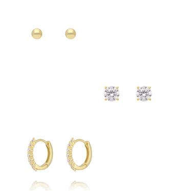 Zestaw kolczyków pozłacanych z cyrkoniami KLT0035
