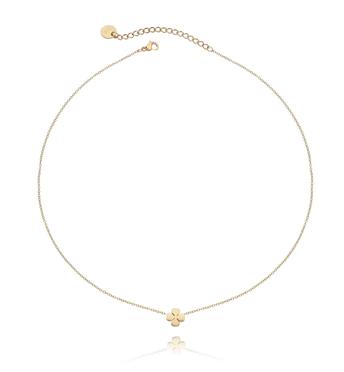 Naszyjnik złoty ze stali szlachetnej z koniczynką NSA0008