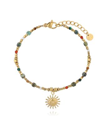 Bransoletka z kamieni naturalnych z zawieszką słońca BEA0094