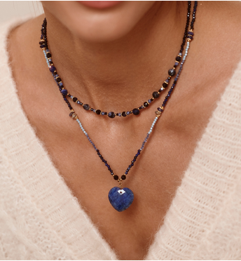 Naszyjnik z sodalitami i szklanymi koralikami NTW1573