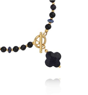 Bransoletka z nocą Kairu z koniczynką i złotym zapięciem BPA0649