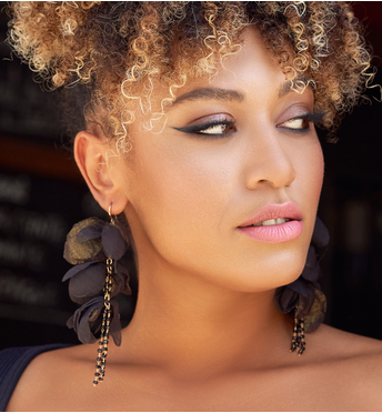 Kolczyki z szyfonu czarne połyskujące Tango KBL1487