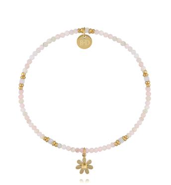 Bransoletka z różowymi opalami i kwiatkiem BTW3688