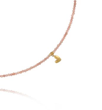 Naszyjnik z kamieniami słonecznymi i złotym sercem NTW1485