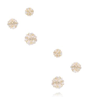 Zestaw złoconych kolczyków z kryształowymi kulkami KMB0019