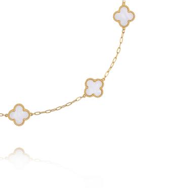 Naszyjnik złoty z koniczynkami z masy perłowej NSY0799