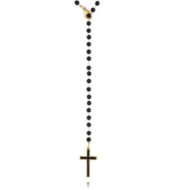 Naszyjnik z kryształkami czarny z krzyżykiem Cristalli NPA1207