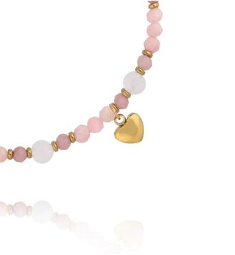 Bransoletka z kwarcami różowymi i sercem BTW3743