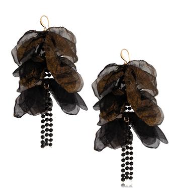 Kolczyki z szyfonu czarne połyskujące Tango KBL1487