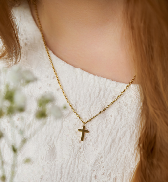 Naszyjnik złoty z krzyżykiem ze stali szlachetnej NSA0121