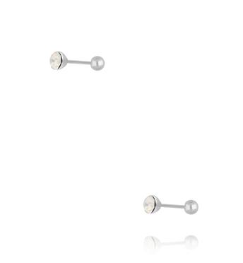 Kolczyki z mlecznobiałym kryształem w srebrnej oprawie KCA0173