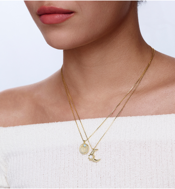 Naszyjnik z motywem księżyca i słońca z opalem NCA0095