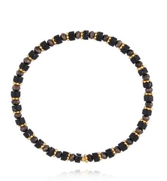 Bransoletka z czarnego jaspisu i szklanych koralików BTW3618