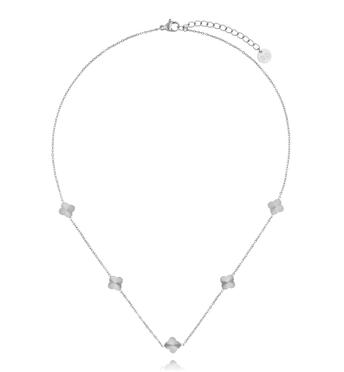 Naszyjnik z subtelnymi koniczynkami w kolorze srebra NSY0881