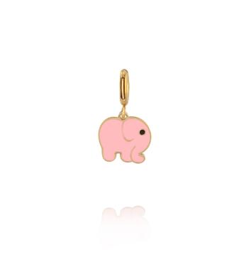 Charms złoty słonik z różową emalią CHA0196