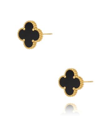 Kolczyki czarne koniczynki Clover KSY0169