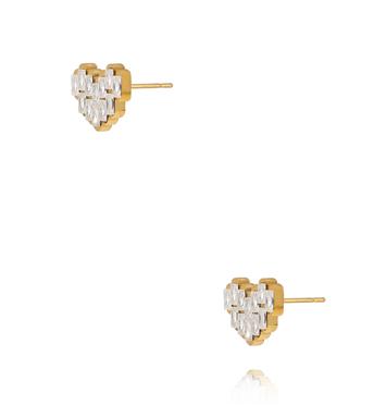 Kolczyki serduszka z cyrkoniami złote KSY0704