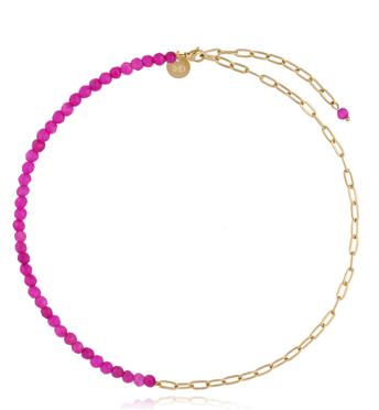Naszyjnik fuksjowy z łańcuchem Moderno NSC0352