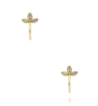 Kolczyki w formie półkola z liśćmi z cyrkonii KSS2146