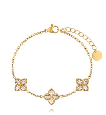 Bransoletka z koniczynkami i cyrkoniami BSY0589