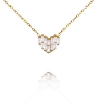 Naszyjnik złoty z sercem i kryształkami NSY0885