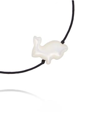 Bransoletka na czarnym sznurku z białym motylkiem BMT0349