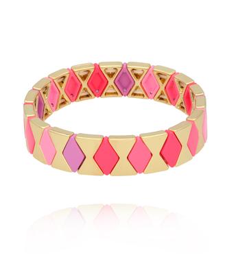 Bransoletka elastyczna w różowo–złotej palecie z akcentem fioletu BCR0041