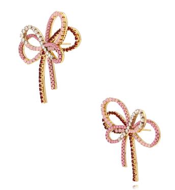 Kolczyki w kształcie różowych kokardek KLU0160