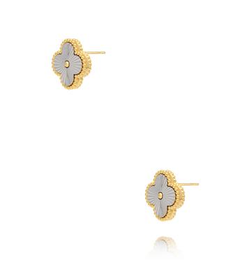 Kolczyki w kształcie koniczyny w kolorze srebrnym i złotym KSS2133