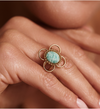 Pierścionek z amazonitem złoty PEA0094