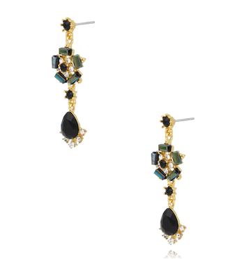 Kolczyki z czarnymi i opalizującymi kryształami KSS2132