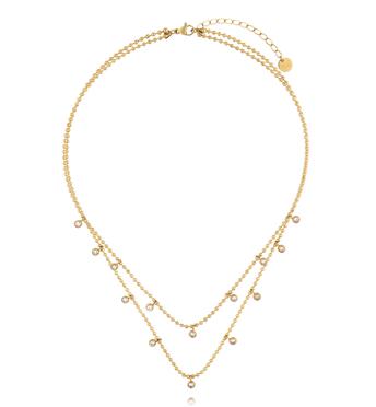 Naszyjnik podwójny z cyrkoniami na drobnym łańcuszku NSY0700